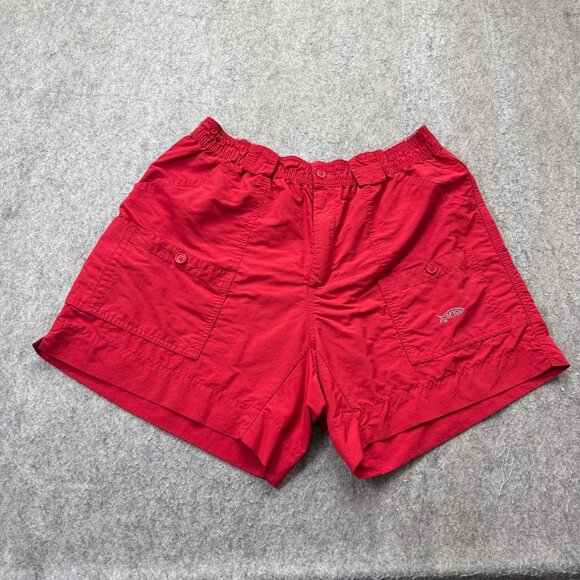 AFTCO Shorts Men 38 Red Nylon Cargo Elastic 6" M01 Original Fishing - Picture 1 of 14